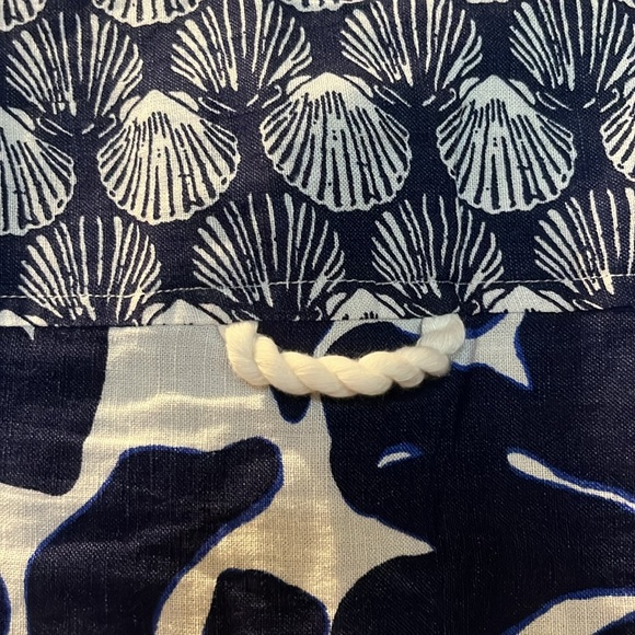 NWT BY ANTHROPOLOGIE BLUE & WHITE 
PRINTED SHORT-SLEEVE LINEN SHIRT - Picture 9 of 9